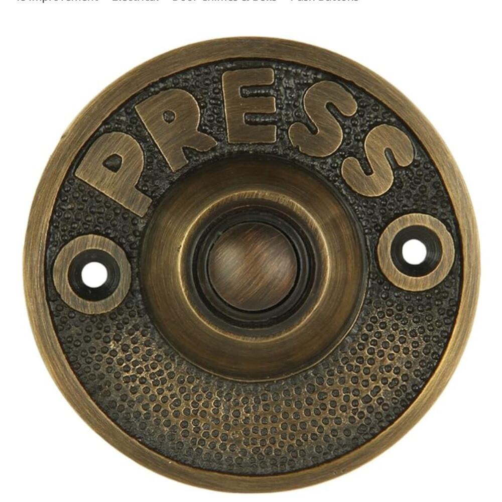 Antique Brass Doorbell Button, Wired for Two-Wire Chimes